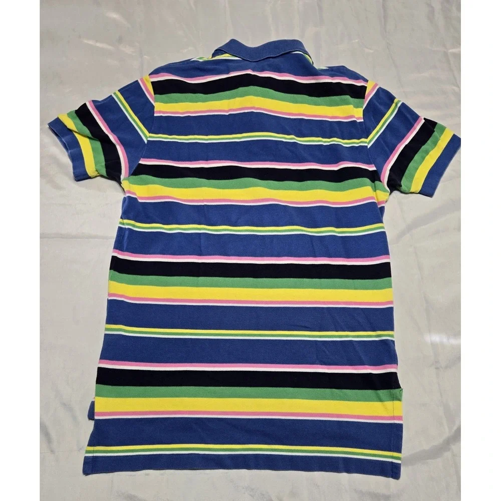 Polo Ralph Lauren Mens Small Striped Colorful Cotton Shirt Short Sleeve Vtg